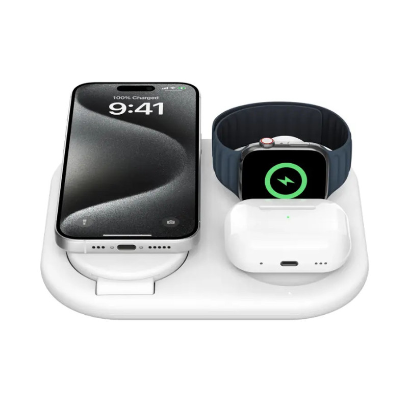 Belkin - 3-in-1 15W, Foldable Magnetic Qi2 Charging Station for iPhone 16