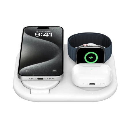 Belkin - 3-in-1 15W, Foldable Magnetic Qi2 Charging Station for iPhone 16